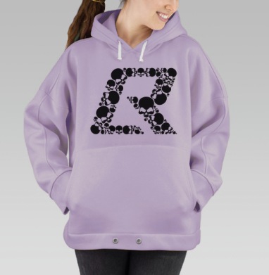 Стильная буква R из черепов – агрессивный дизайн, Hoodie Oversize Fiolet
