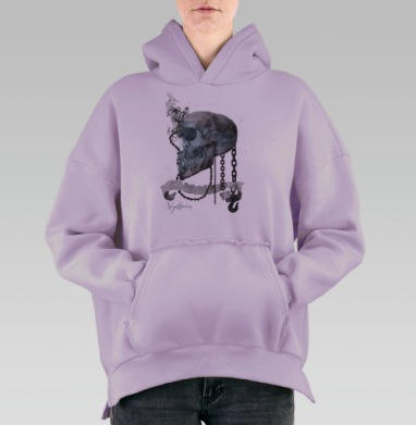 Стильный принт с черепом в индастриал-стиле Sagittarius, Hoodie Oversize Fiolet, утепленная