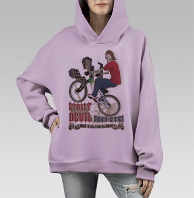 Street Devil / Уличный Дьявол, Hoodie Mono Fiolet, оверсайз, утепленная