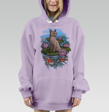 SummerCat / Летний кот, Hoodie Mjhigh Dig Mel, Fiolet, утепленная