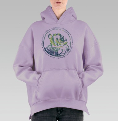 Surfin pig / Кабан-сёрфер, Hoodie Oversize Fiolet, утепленная