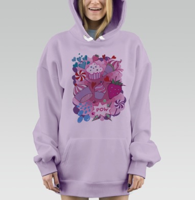 Sweet / Сладкий, Hoodie Mjhigh Dig Mel, Fiolet, утепленная