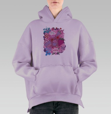 Sweet / Сладкий, Hoodie Oversize Fiolet, утепленная