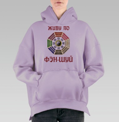 Схема Багуа для гармонии и фэн-шуй, Hoodie Oversize Fiolet, утепленная
