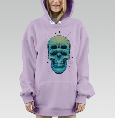 Сюрреалистический череп с четырьмя глазами и геометрией, Hoodie Mjhigh Dig Mel, Fiolet, утепленная