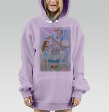 Сюрреалистический моряк с девочкой леденец голуби, Hoodie Mjhigh Dig Mel, Fiolet, утепленная