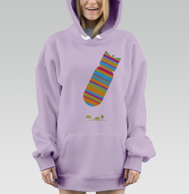 Сюрреалистичная бомба и домик с человеком HELLO, Hoodie Mjhigh Dig Mel, Fiolet, утепленная