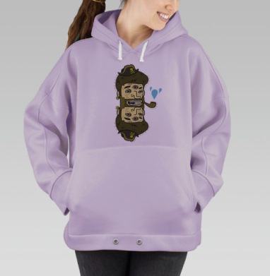 Сюрреалистичный портрет трехглазого пирата с трубкой, Hoodie Oversize Fiolet