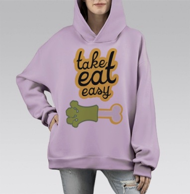 take eat easy 4 / Ешь легко 4, Hoodie Mono Fiolet, оверсайз, утепленная