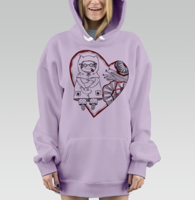 Тепло детской нежности с котёнком в сердце, Hoodie Mjhigh Dig Mel, Fiolet, утепленная