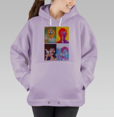 The Beatles Pop-art, Hoodie Oversize Fiolet