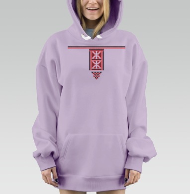 Традиционный славянский орнамент крестиком вышивка русский стиль, Hoodie Mjhigh Dig Mel, Fiolet, утепленная