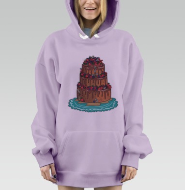 Трёхъярусный шоколадный торт с ягодами и цветами, Hoodie Mjhigh Dig Mel, Fiolet, утепленная