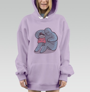 Трогательная сцена поддержки и заботы, Hoodie Mjhigh Dig Mel, Fiolet, утепленная