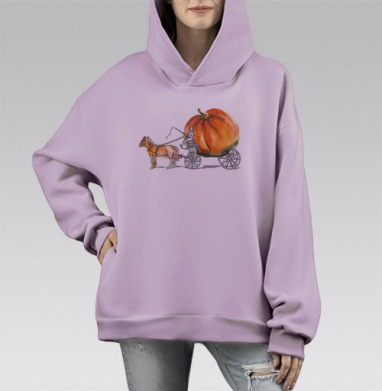 Тыква, Hoodie Mono Fiolet, оверсайз, утепленная