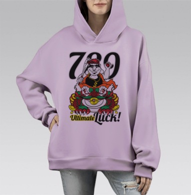 Ультимативная удача с волшебным драконом, Hoodie Mono Fiolet, оверсайз, утепленная