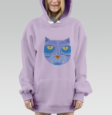 Узорный кошатик, Hoodie Mjhigh Dig Mel, Fiolet, утепленная
