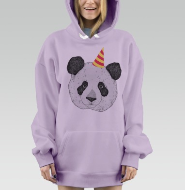 Веселая Панда в Праздничной Шапке, Hoodie Mjhigh Dig Mel, Fiolet, утепленная