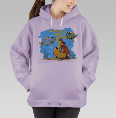 Веселая рыбная вечеринка с пивной бутылкой, Hoodie Oversize Fiolet
