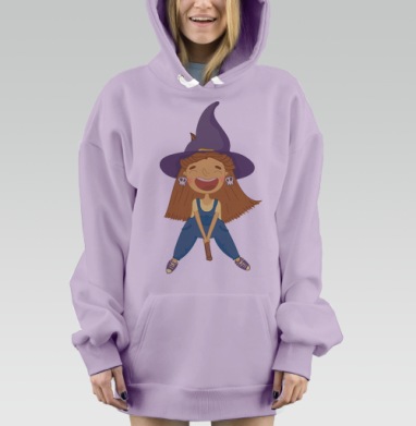 Веселая ведьмочка в костюме для детей, Hoodie Mjhigh Dig Mel, Fiolet, утепленная