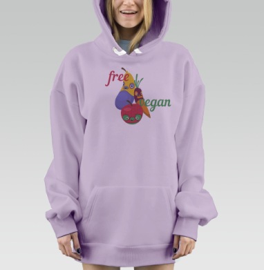 Весёлые веганские герои: Free Vegan, Hoodie Mjhigh Dig Mel, Fiolet, утепленная