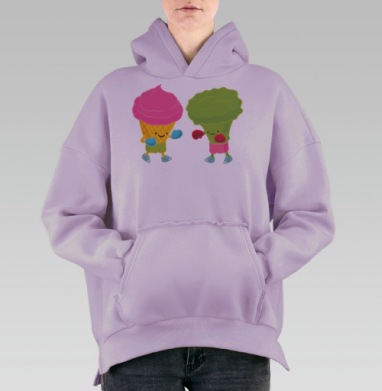 Весёлый бойчик: мороженое против брокколи, Hoodie Oversize Fiolet, утепленная