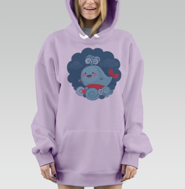 Веселый кит, Hoodie Mjhigh Dig Mel, Fiolet, утепленная
