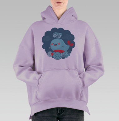 Веселый кит, Hoodie Oversize Fiolet, утепленная