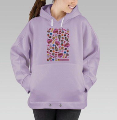 Весёлый коллаж сладостей для сладкоежек, Hoodie Oversize Fiolet