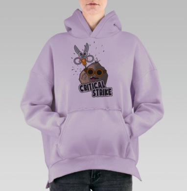Весёлый Критический Удар: Камень vs Ножницы, Hoodie Oversize Fiolet, утепленная