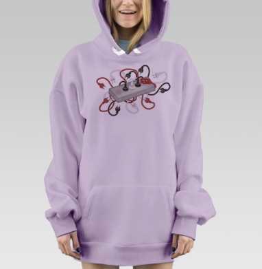 Весёлый удлинитель с лицами вилок, Hoodie Mjhigh Dig Mel, Fiolet, утепленная