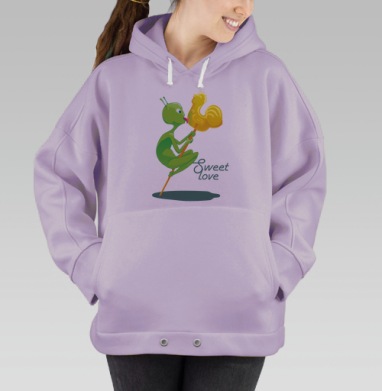 Весёлый зелёный инопланетянин со сладким леденцом, Hoodie Oversize Fiolet