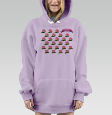 Весна в сердце — нежные розы и гармония, Hoodie Mjhigh Dig Mel, Fiolet, утепленная