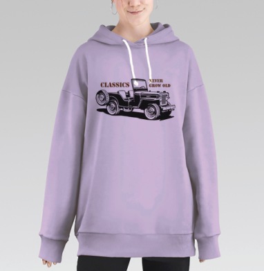 Винтажная графика классического джипа Willys MB, Hoodie Long Oversize Fiolet