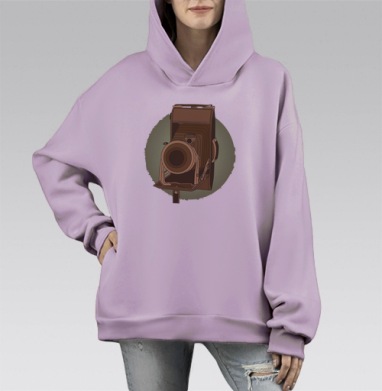 Винтажная складная пленочная камера для коллекционеров, Hoodie Mono Fiolet, оверсайз, утепленная