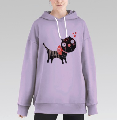 Влюблённые коты, Hoodie Long Oversize Fiolet