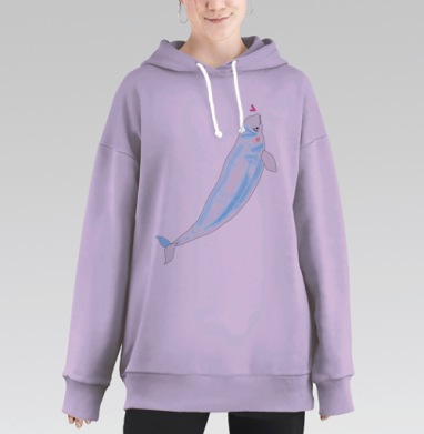 влюблённые нарвалы, Hoodie Long Oversize Fiolet