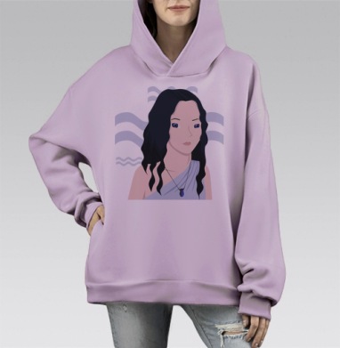 Водолей, Hoodie Mono Fiolet, оверсайз, утепленная