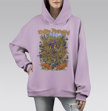 Воинственная заячья армия с волком в маскировке воинственной массы, Hoodie Mono Fiolet, оверсайз, утепленная