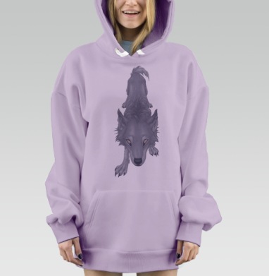волк под дождём, Hoodie Mjhigh Dig Mel, Fiolet, утепленная