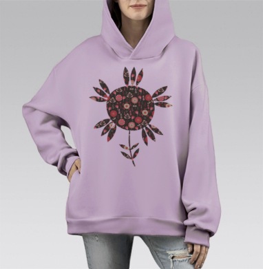 Волшебный сад, Hoodie Mono Fiolet, оверсайз, утепленная