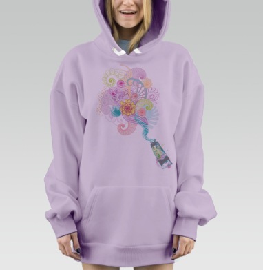 Вытекание творческой энергии из тюбика краски фантазии, Hoodie Mjhigh Dig Mel, Fiolet, утепленная