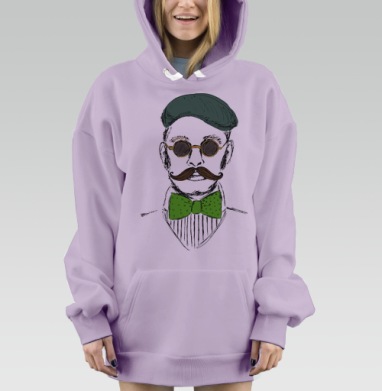Хипстер с зеленой бабочкой, Hoodie Mjhigh Dig Mel, Fiolet, утепленная