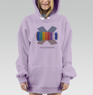 Xylophone, буква X из Живой Азбуки, Hoodie Mjhigh Dig Mel, Fiolet, утепленная