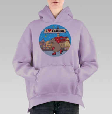 Я люблю Таллин, Hoodie Oversize Fiolet, утепленная