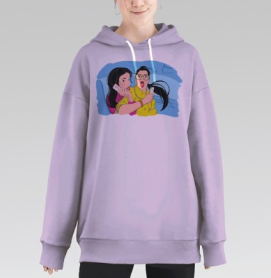 Яркая эмоция разговора по телефону, Hoodie Long Oversize Fiolet