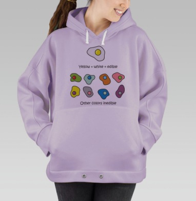 Яркая классификация яичницы с надписью съедобно несъедобно, Hoodie Oversize Fiolet