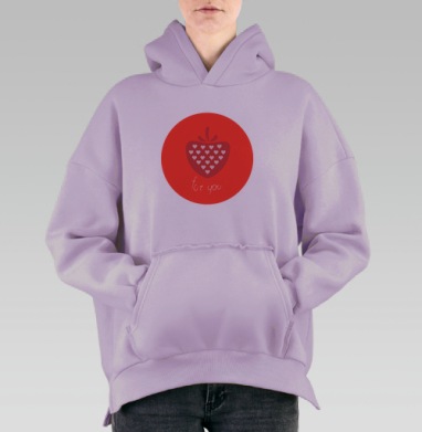 Яркая клубника с сердечками «For You», Hoodie Oversize Fiolet, утепленная
