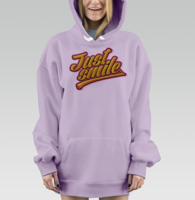 Яркая Надпись Just Smile в Винтажном Стиле, Hoodie Mjhigh Dig Mel, Fiolet, утепленная