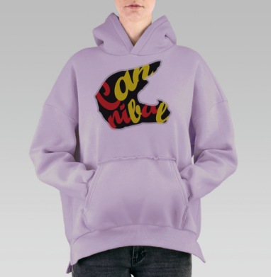 Яркая наклейка «Carnival» в стиле карнавал, Hoodie Oversize Fiolet, утепленная